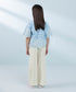 Kids East Girls Ice Blue Embroidered Dobby Top